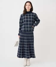 F1FDD67150 MK MICHEL KLEIN(小さいサイズ)(メゾン ドゥ サンク) 【小さいサイズ】チェック柄ニットプルオーバー/洗える ベージュ