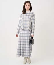 F1FDD67150 MK MICHEL KLEIN(小さいサイズ)(メゾン ドゥ サンク) 【小さいサイズ】チェック柄ニットプルオーバー/洗える ベージュ