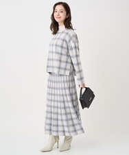 F1FDD67150 MK MICHEL KLEIN(小さいサイズ)(メゾン ドゥ サンク) 【小さいサイズ】チェック柄ニットプルオーバー/洗える ベージュ