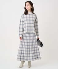 F1FDD67150 MK MICHEL KLEIN(小さいサイズ)(メゾン ドゥ サンク) 【小さいサイズ】チェック柄ニットプルオーバー/洗える ベージュ