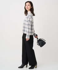 F1FDD67150 MK MICHEL KLEIN(小さいサイズ)(メゾン ドゥ サンク) 【小さいサイズ】チェック柄ニットプルオーバー/洗える ベージュ