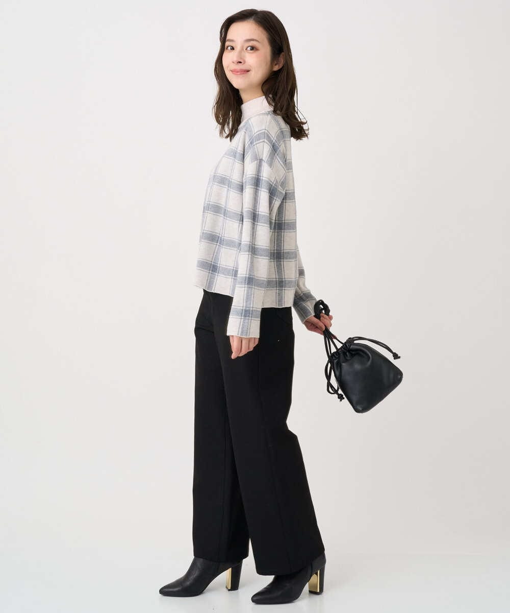 F1FDD67150 MK MICHEL KLEIN(小さいサイズ)(メゾン ドゥ サンク) 【小さいサイズ】チェック柄ニットプルオーバー/洗える ベージュ