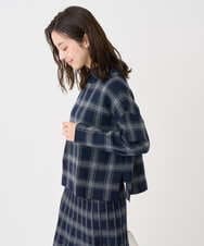 F1FDD67150 MK MICHEL KLEIN(小さいサイズ)(メゾン ドゥ サンク) 【小さいサイズ】チェック柄ニットプルオーバー/洗える ベージュ