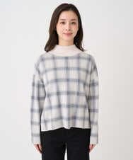 F1FDD67150 MK MICHEL KLEIN(小さいサイズ)(メゾン ドゥ サンク) 【小さいサイズ】チェック柄ニットプルオーバー/洗える ベージュ