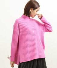 F1FDS01150 MK MICHEL KLEIN(小さいサイズ)(メゾン ドゥ サンク) 【小さいサイズ】ワイドリブチュニック丈ニット/洗える ピンク