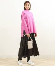 F1FDS01150 MK MICHEL KLEIN(小さいサイズ)(メゾン ドゥ サンク) 【小さいサイズ】ワイドリブチュニック丈ニット/洗える ピンク