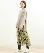 F1FDS01150 MK MICHEL KLEIN(小さいサイズ)(メゾン ドゥ サンク) 【小さいサイズ】ワイドリブチュニック丈ニット/洗える ピンク