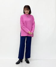 F1FDS01150 MK MICHEL KLEIN(小さいサイズ)(メゾン ドゥ サンク) 【小さいサイズ】ワイドリブチュニック丈ニット/洗える ピンク