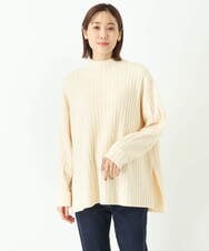 F1FDS01150 MK MICHEL KLEIN(小さいサイズ)(メゾン ドゥ サンク) 【小さいサイズ】ワイドリブチュニック丈ニット/洗える ピンク