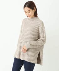 F1FDS01150 MK MICHEL KLEIN(小さいサイズ)(メゾン ドゥ サンク) 【小さいサイズ】ワイドリブチュニック丈ニット/洗える ピンク