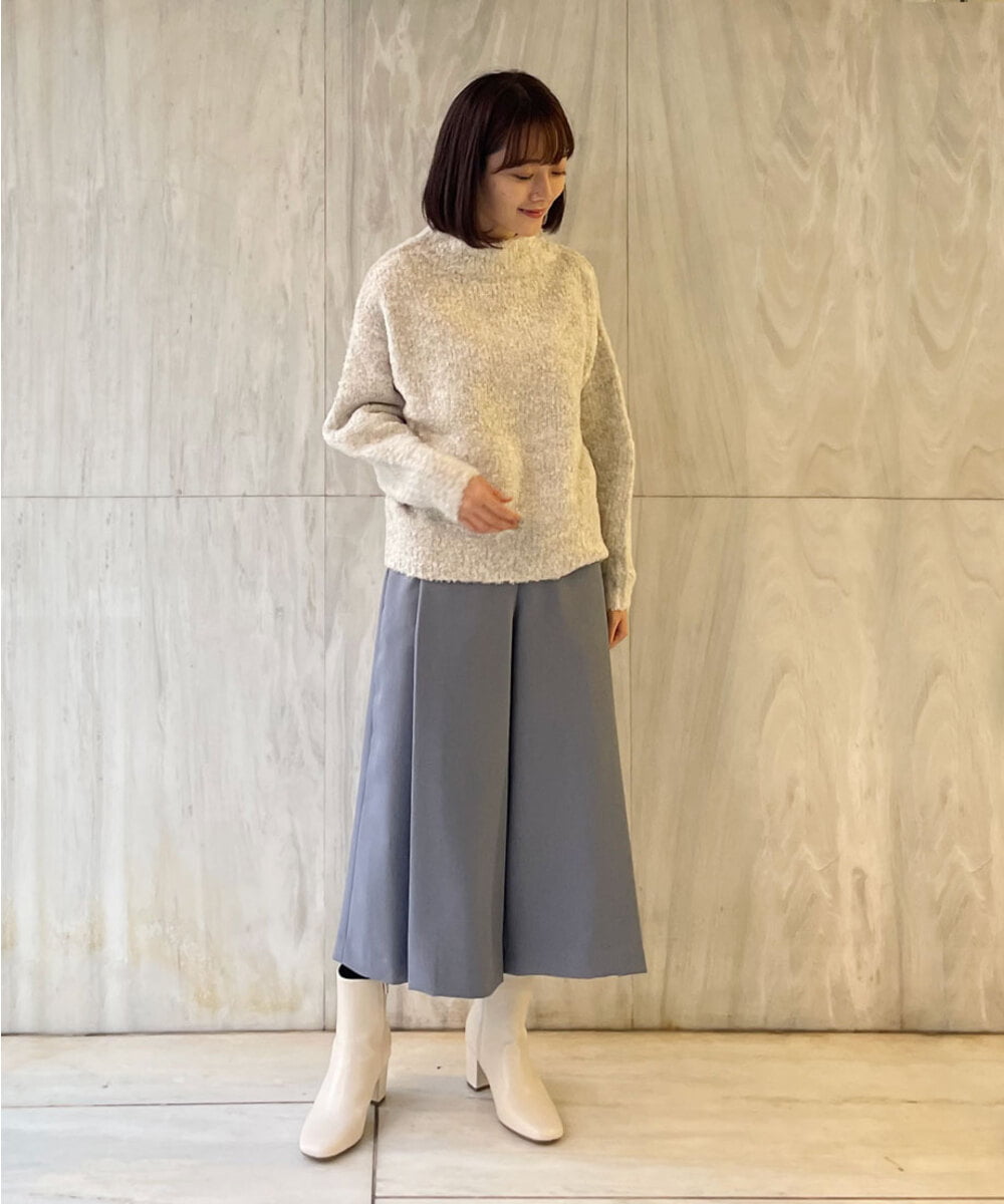 F1FDS06140 MK MICHEL KLEIN(小さいサイズ)(メゾン ドゥ サンク) 【小さいサイズ】ボリュームスリーブブークレーニット/洗える キャメル