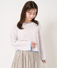 F1FFA22150 MK MICHEL KLEIN(小さいサイズ)(メゾン ドゥ サンク) 【小さいサイズ】ミックスカラーヤーンニット/洗える ピンク