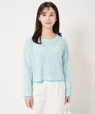 F1FFA22150 MK MICHEL KLEIN(小さいサイズ)(メゾン ドゥ サンク) 【小さいサイズ】ミックスカラーヤーンニット/洗える ブルー