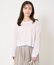 F1FFA22150 MK MICHEL KLEIN(小さいサイズ)(メゾン ドゥ サンク) 【小さいサイズ】ミックスカラーヤーンニット/洗える ブルー