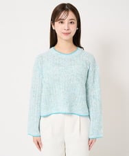 F1FFA22150 MK MICHEL KLEIN(小さいサイズ)(メゾン ドゥ サンク) 【小さいサイズ】ミックスカラーヤーンニット/洗える ブルー