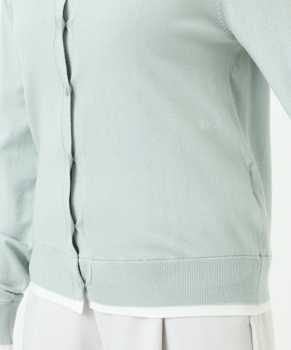 F1FFD20170 MK MICHEL KLEIN(小さいサイズ)(メゾン ドゥ サンク) 【小さいサイズ】配色デザインカラーニットアンサンブル/洗える ミント