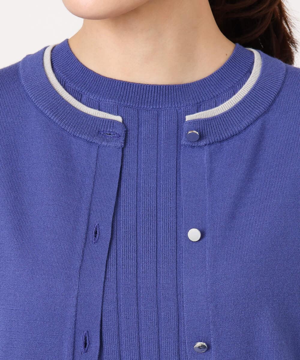 F1FFD20170 MK MICHEL KLEIN(小さいサイズ)(メゾン ドゥ サンク) 【小さいサイズ】配色デザインカラーニットアンサンブル/洗える ミント