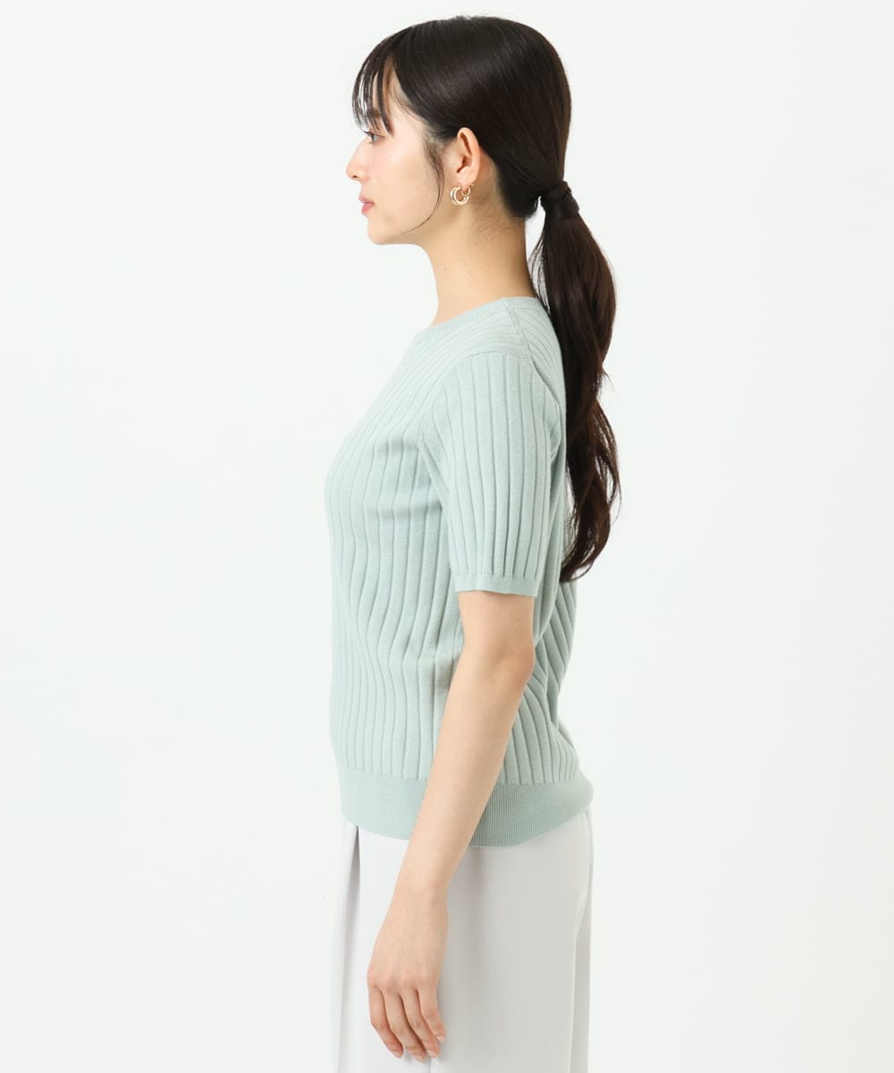 F1FFD20170 MK MICHEL KLEIN(小さいサイズ)(メゾン ドゥ サンク) 【小さいサイズ】配色デザインカラーニットアンサンブル/洗える ミント