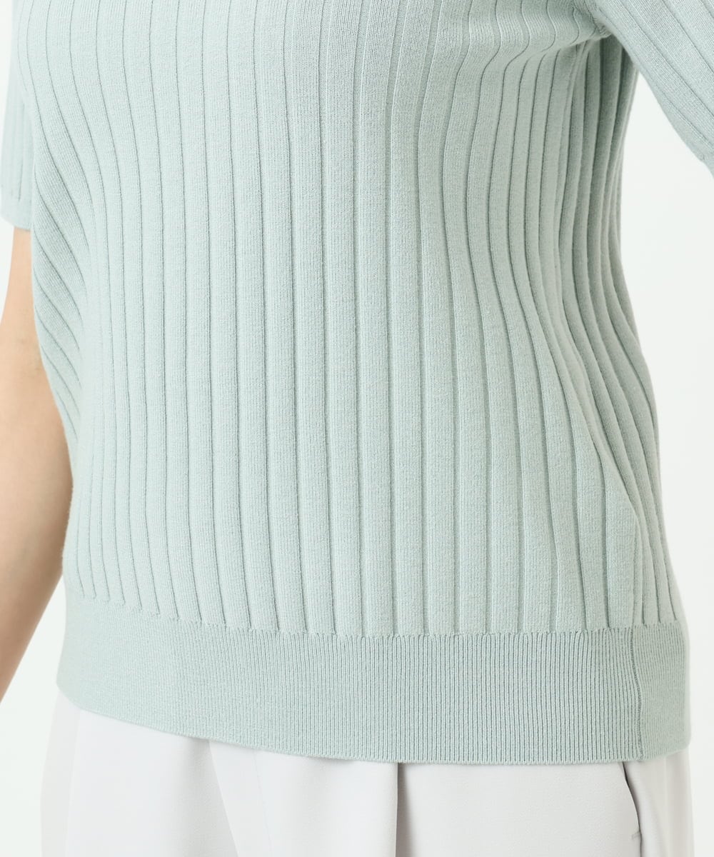 F1FFD20170 MK MICHEL KLEIN(小さいサイズ)(メゾン ドゥ サンク) 【小さいサイズ】配色デザインカラーニットアンサンブル/洗える ミント