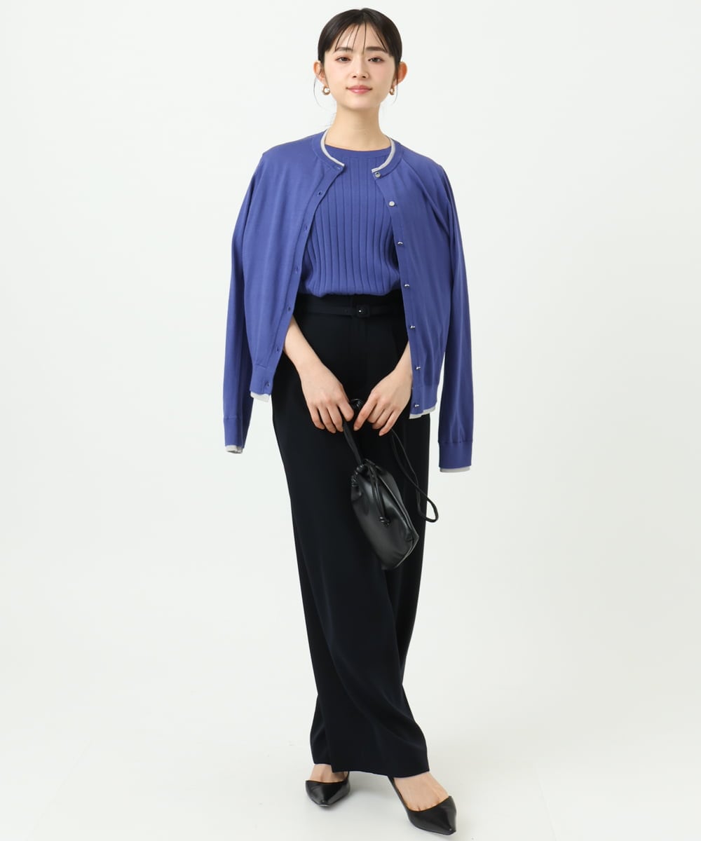 F1FFD20170 MK MICHEL KLEIN(小さいサイズ)(メゾン ドゥ サンク) 【小さいサイズ】配色デザインカラーニットアンサンブル/洗える ミント