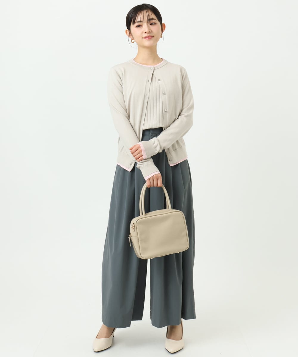 F1FFD20170 MK MICHEL KLEIN(小さいサイズ)(メゾン ドゥ サンク) 【小さいサイズ】配色デザインカラーニットアンサンブル/洗える ミント