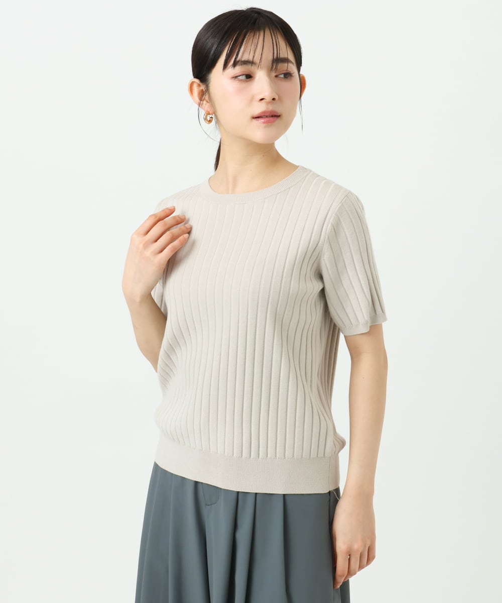 F1FFD20170 MK MICHEL KLEIN(小さいサイズ)(メゾン ドゥ サンク) 【小さいサイズ】配色デザインカラーニットアンサンブル/洗える ミント