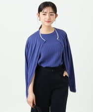 F1FFD20170 MK MICHEL KLEIN(小さいサイズ)(メゾン ドゥ サンク) 【小さいサイズ】配色デザインカラーニットアンサンブル/洗える ミント