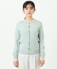 F1FFD20170 MK MICHEL KLEIN(小さいサイズ)(メゾン ドゥ サンク) 【小さいサイズ】配色デザインカラーニットアンサンブル/洗える ミント