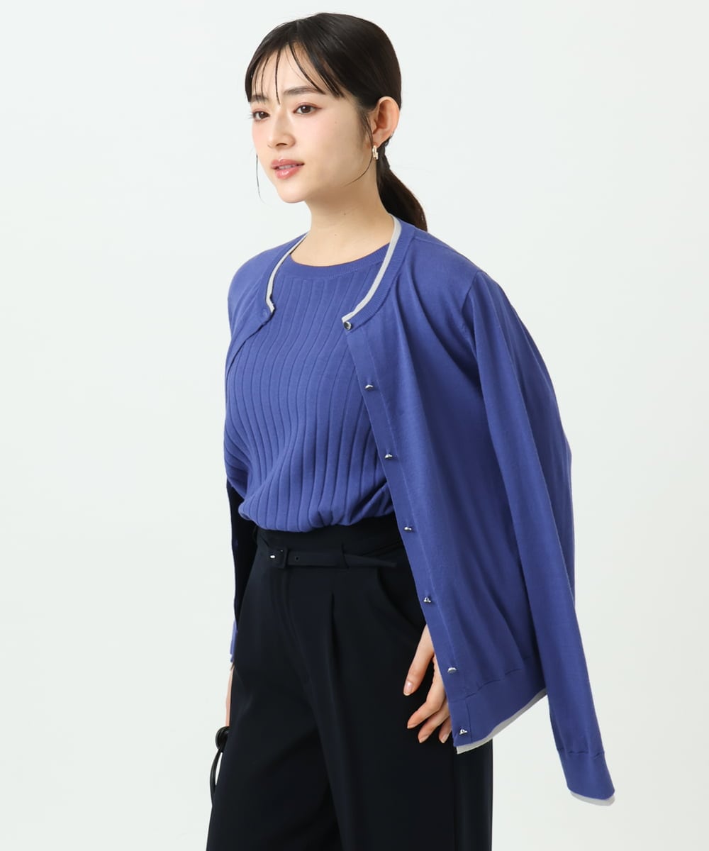 F1FFD20170 MK MICHEL KLEIN(小さいサイズ) 【小さいサイズ】配色デザインカラーニットアンサンブル/洗える