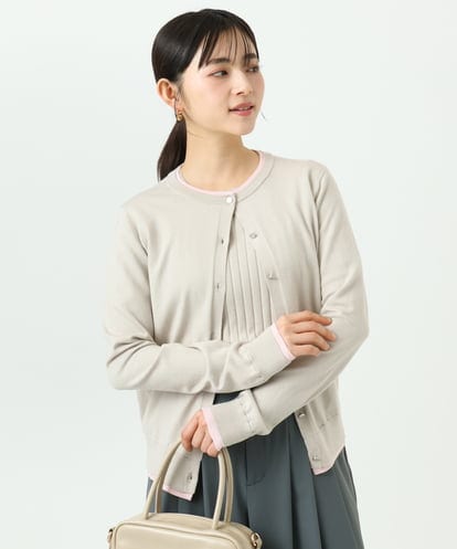 F1FFD20170 MK MICHEL KLEIN(小さいサイズ) 【小さいサイズ】配色デザインカラーニットアンサンブル/洗える