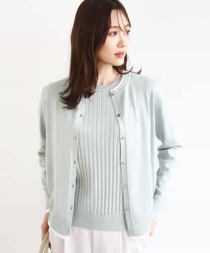 F1FFD20170 MK MICHEL KLEIN(小さいサイズ) 【小さいサイズ】配色デザインカラーニットアンサンブル/洗える