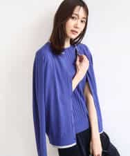 F1FFD20170 MK MICHEL KLEIN(小さいサイズ)(メゾン ドゥ サンク) 【小さいサイズ】配色デザインカラーニットアンサンブル/洗える ブルー