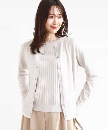 F1FFD20170 MK MICHEL KLEIN(小さいサイズ) 【小さいサイズ】配色デザインカラーニットアンサンブル/洗える