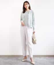 F1FFD20170 MK MICHEL KLEIN(小さいサイズ)(メゾン ドゥ サンク) 【小さいサイズ】配色デザインカラーニットアンサンブル/洗える グレージュ