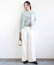 F1FFD20170 MK MICHEL KLEIN(小さいサイズ)(メゾン ドゥ サンク) 【小さいサイズ】配色デザインカラーニットアンサンブル/洗える グレージュ