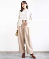 F1FFD20170 MK MICHEL KLEIN(小さいサイズ)(メゾン ドゥ サンク) 【小さいサイズ】配色デザインカラーニットアンサンブル/洗える グレージュ