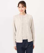 F1FFD20170 MK MICHEL KLEIN(小さいサイズ)(メゾン ドゥ サンク) 【小さいサイズ】配色デザインカラーニットアンサンブル/洗える グレージュ