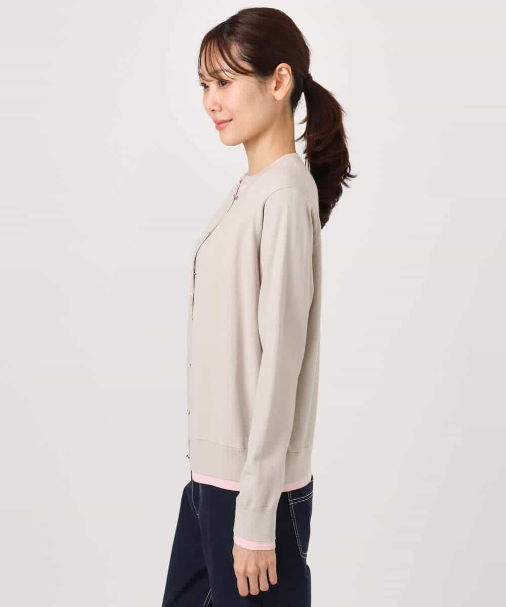 F1FFD20170 MK MICHEL KLEIN(小さいサイズ)(メゾン ドゥ サンク) 【小さいサイズ】配色デザインカラーニットアンサンブル/洗える グレージュ