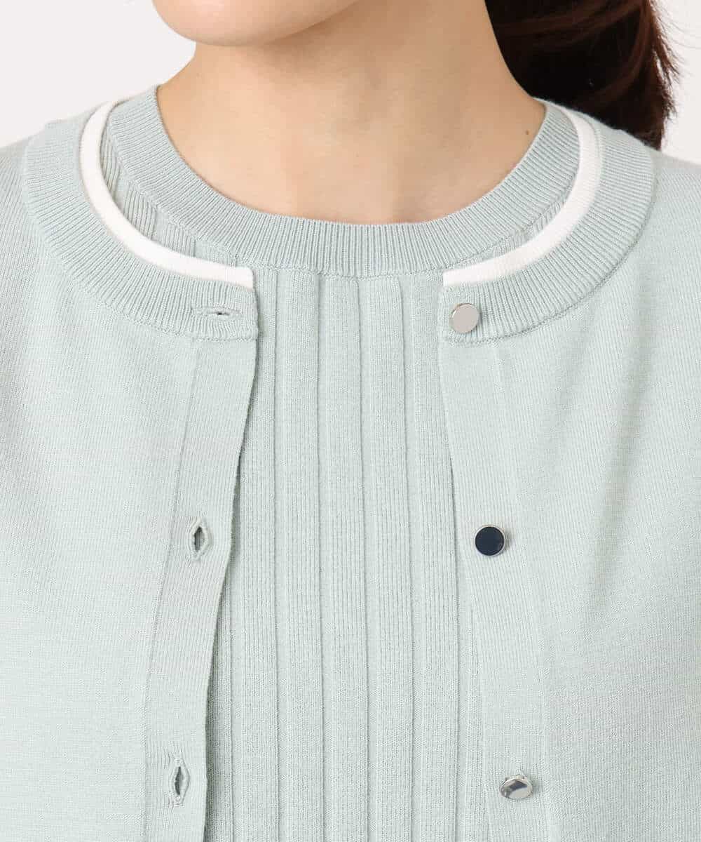 F1FFD20170 MK MICHEL KLEIN(小さいサイズ)(メゾン ドゥ サンク) 【小さいサイズ】配色デザインカラーニットアンサンブル/洗える グレージュ