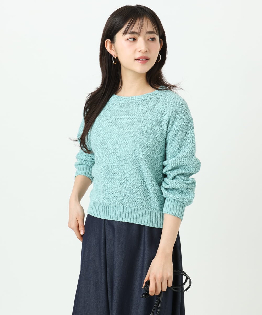 F1FFD23140 MK MICHEL KLEIN(小さいサイズ)(メゾン ドゥ サンク) 【小さいサイズ】鹿の子編みニット/洗える ミントグリーン