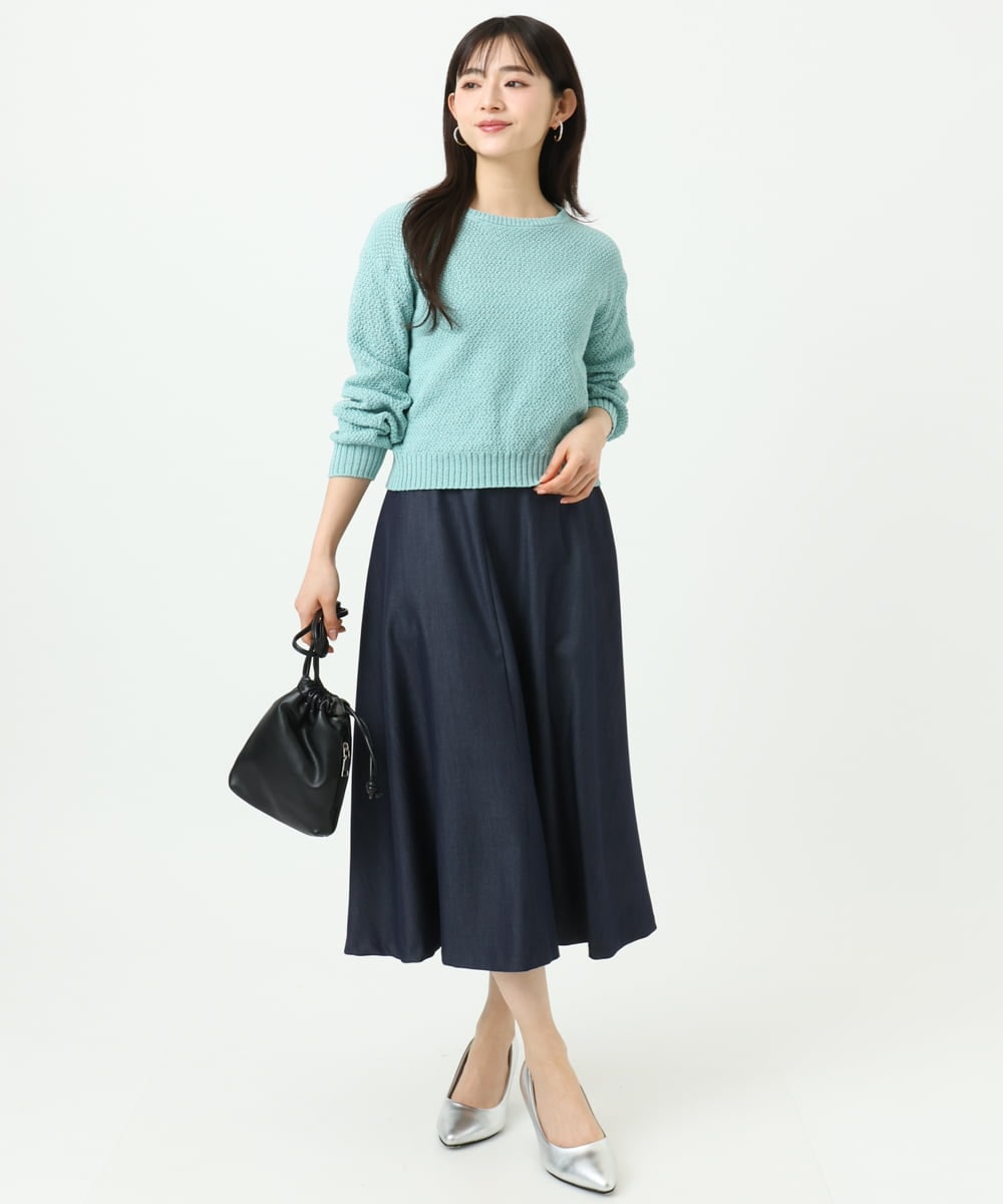 F1FFD23140 MK MICHEL KLEIN(小さいサイズ)(メゾン ドゥ サンク) 【小さいサイズ】鹿の子編みニット/洗える ミントグリーン