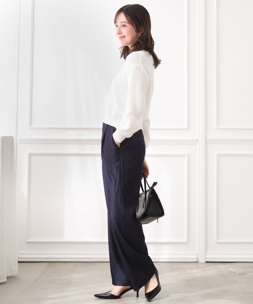 F1FFD23140 MK MICHEL KLEIN(小さいサイズ)(メゾン ドゥ サンク) 【小さいサイズ】鹿の子編みニット/洗える ミントグリーン