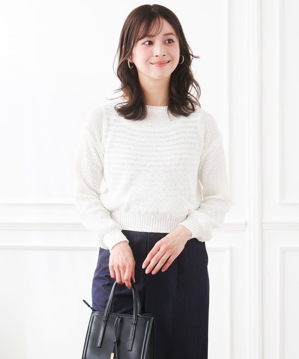 F1FFD23140 MK MICHEL KLEIN(小さいサイズ)(メゾン ドゥ サンク) 【小さいサイズ】鹿の子編みニット/洗える ミントグリーン