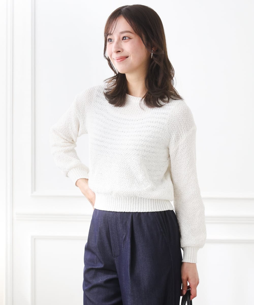 F1FFD23140 MK MICHEL KLEIN(小さいサイズ)(メゾン ドゥ サンク) 【小さいサイズ】鹿の子編みニット/洗える ミントグリーン