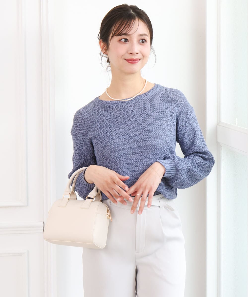 F1FFD23140 MK MICHEL KLEIN(小さいサイズ)(メゾン ドゥ サンク) 【小さいサイズ】鹿の子編みニット/洗える ミントグリーン