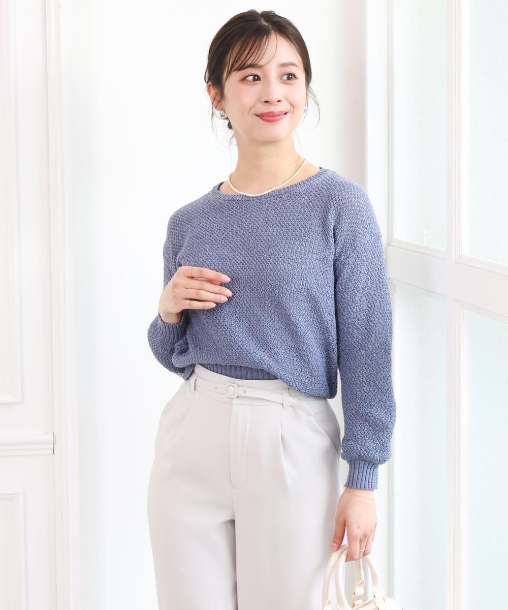 F1FFD23140 MK MICHEL KLEIN(小さいサイズ)(メゾン ドゥ サンク) 【小さいサイズ】鹿の子編みニット/洗える ミントグリーン