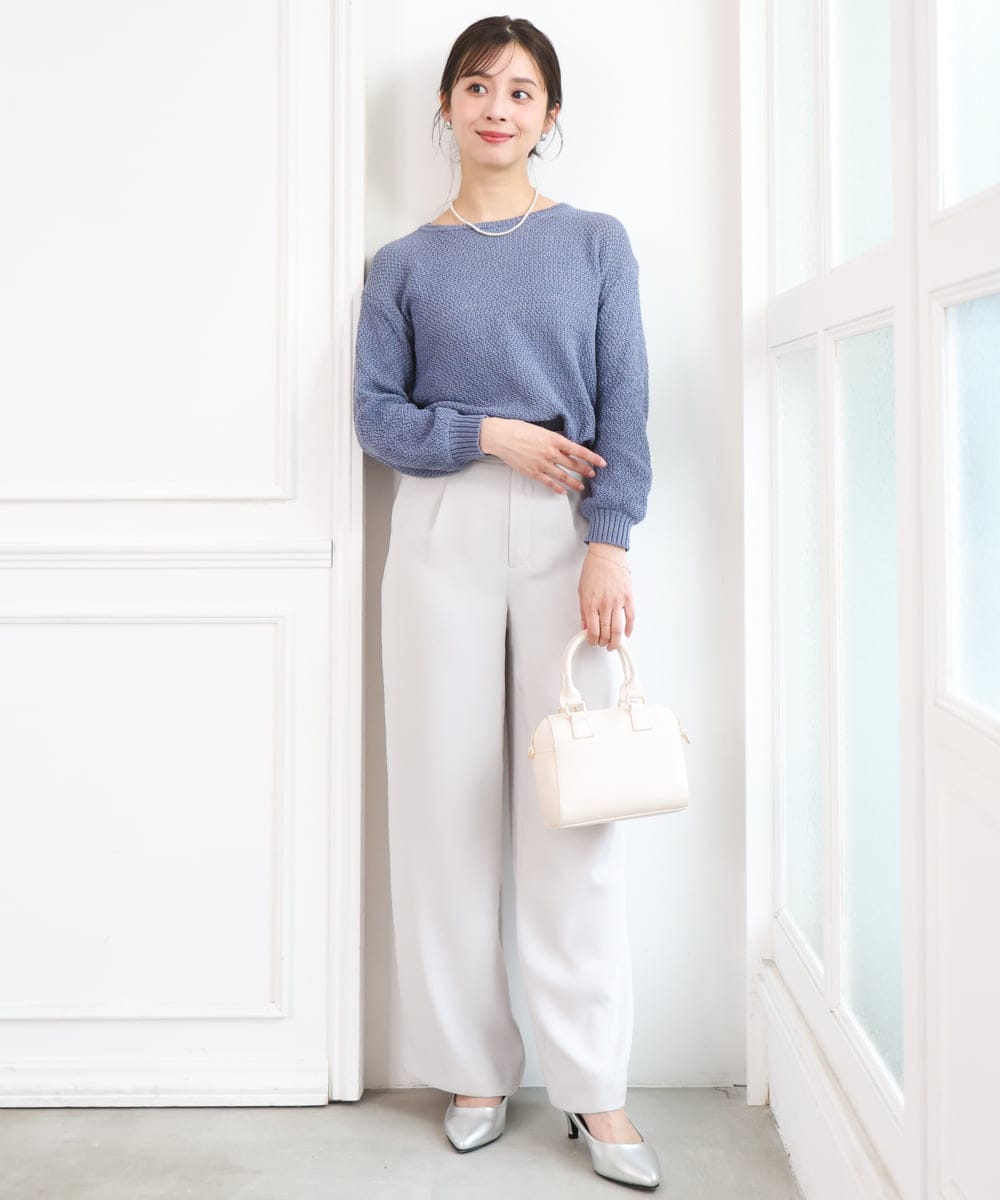 F1FFD23140 MK MICHEL KLEIN(小さいサイズ)(メゾン ドゥ サンク) 【小さいサイズ】鹿の子編みニット/洗える ミントグリーン