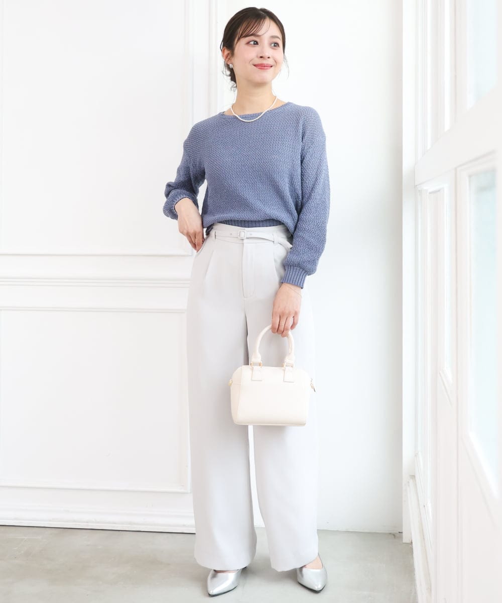 F1FFD23140 MK MICHEL KLEIN(小さいサイズ)(メゾン ドゥ サンク) 【小さいサイズ】鹿の子編みニット/洗える ミントグリーン