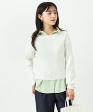 F1FFD23140 MK MICHEL KLEIN(小さいサイズ)(メゾン ドゥ サンク) 【小さいサイズ】鹿の子編みニット/洗える ミントグリーン