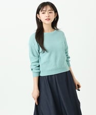 F1FFD23140 MK MICHEL KLEIN(小さいサイズ)(メゾン ドゥ サンク) 【小さいサイズ】鹿の子編みニット/洗える ミントグリーン